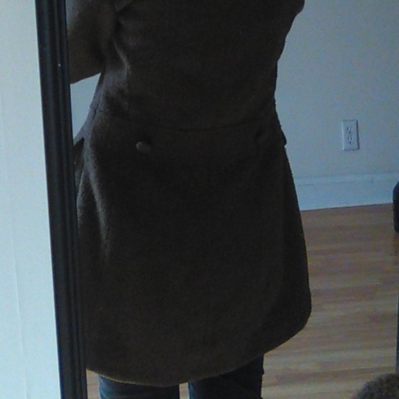 Brown Pinstripe Peacoat - Picture 14 of 16